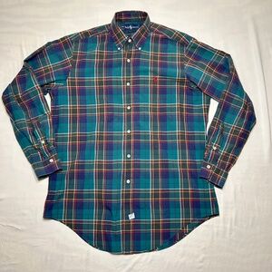 Vtg‎ Polo Ralph Lauren Shirt Mens M Green Red Plaid Button Down Tartan 80s 90s
